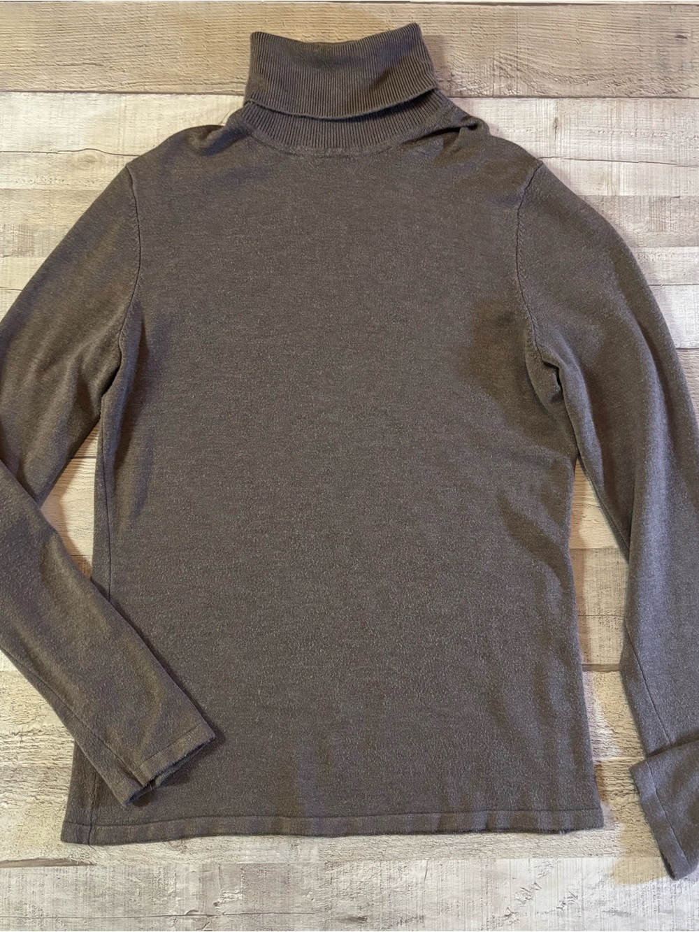 Tahari Brown Turtleneck Long Sleeve Top